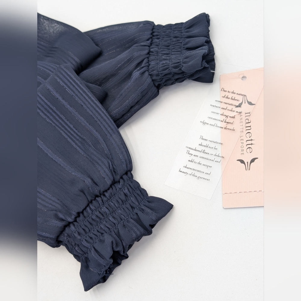 NWT Nanette Lepore Size 2 Navy Blue Asymmetrical Dress High Neck Clinched Waist - Picture 8 of 14